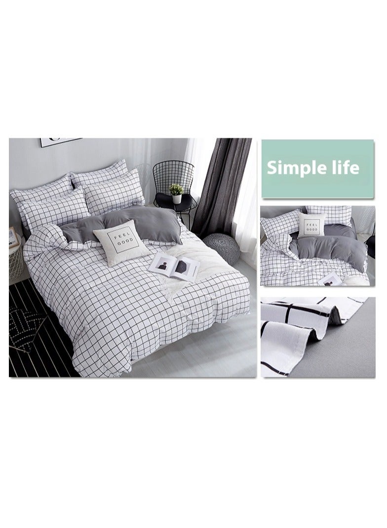 الأزرق جي دبليو طقم مفارش سرير مكون من 4 قطع، ملاءة سرير كوين مع 2 غطاء وسادة، غطاء لحاف مصقول، خامة البوليستر، ناعم للغاية وسهل العناية، منقوش بنقوش كاجوال - Image 5